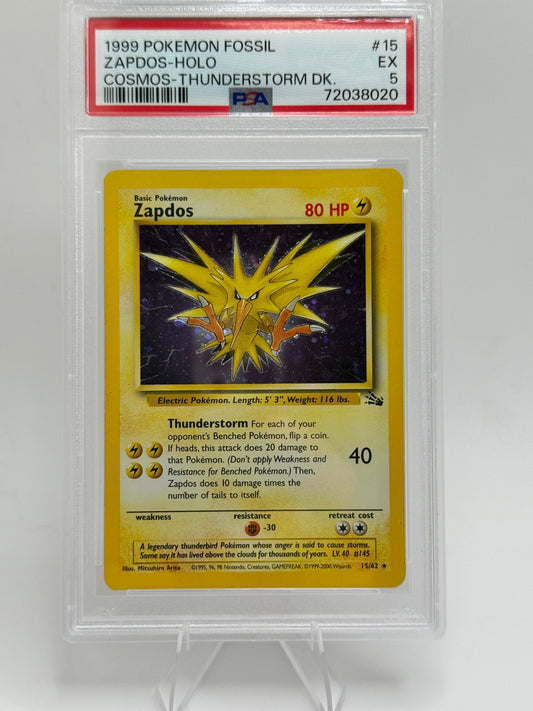 Pokemon Zapdos  PSA 5 Unlimited Cosmos Holo Rare Fossil 15 TCG
